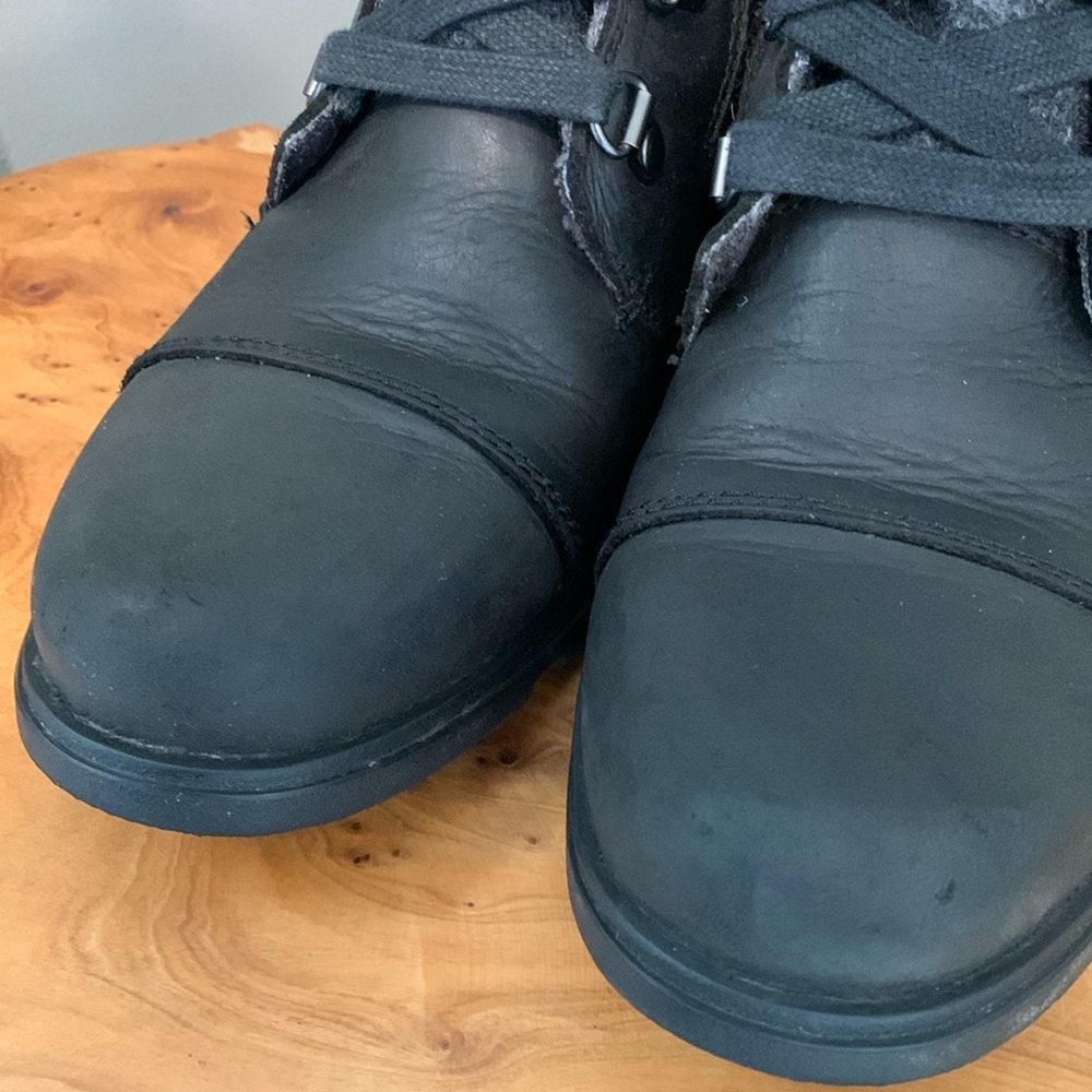 Sorel Major Carly Winter Boots Black Gray Leather NL2324-010 Mid Calf 7.5 - Picture 6 of 10